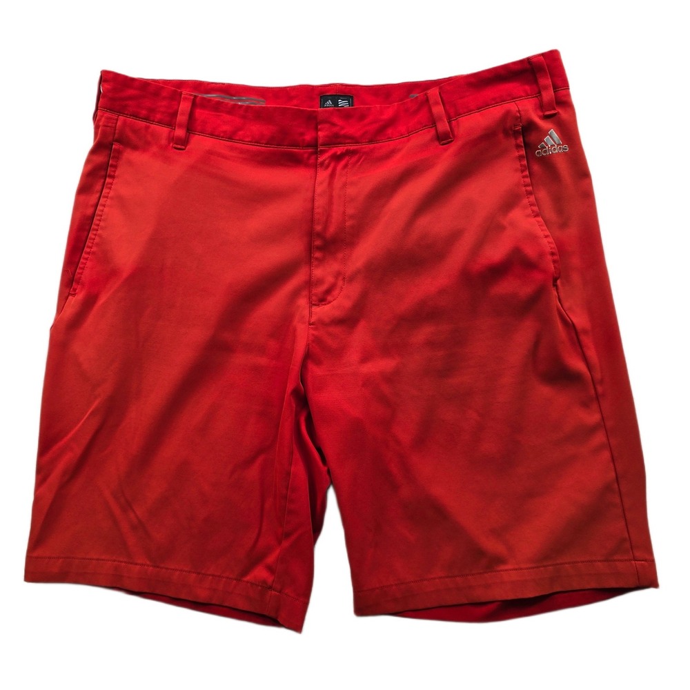 Adidas Performance Golf Shorts Mens 36 Red Polyester Flat Front Activewear